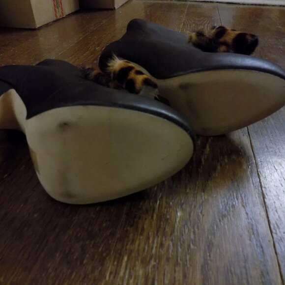 Vivienne Westwood Anglomania Black Leather Fur Bow Platform Heels Booties 37 6.5 - Picture 13 of 14